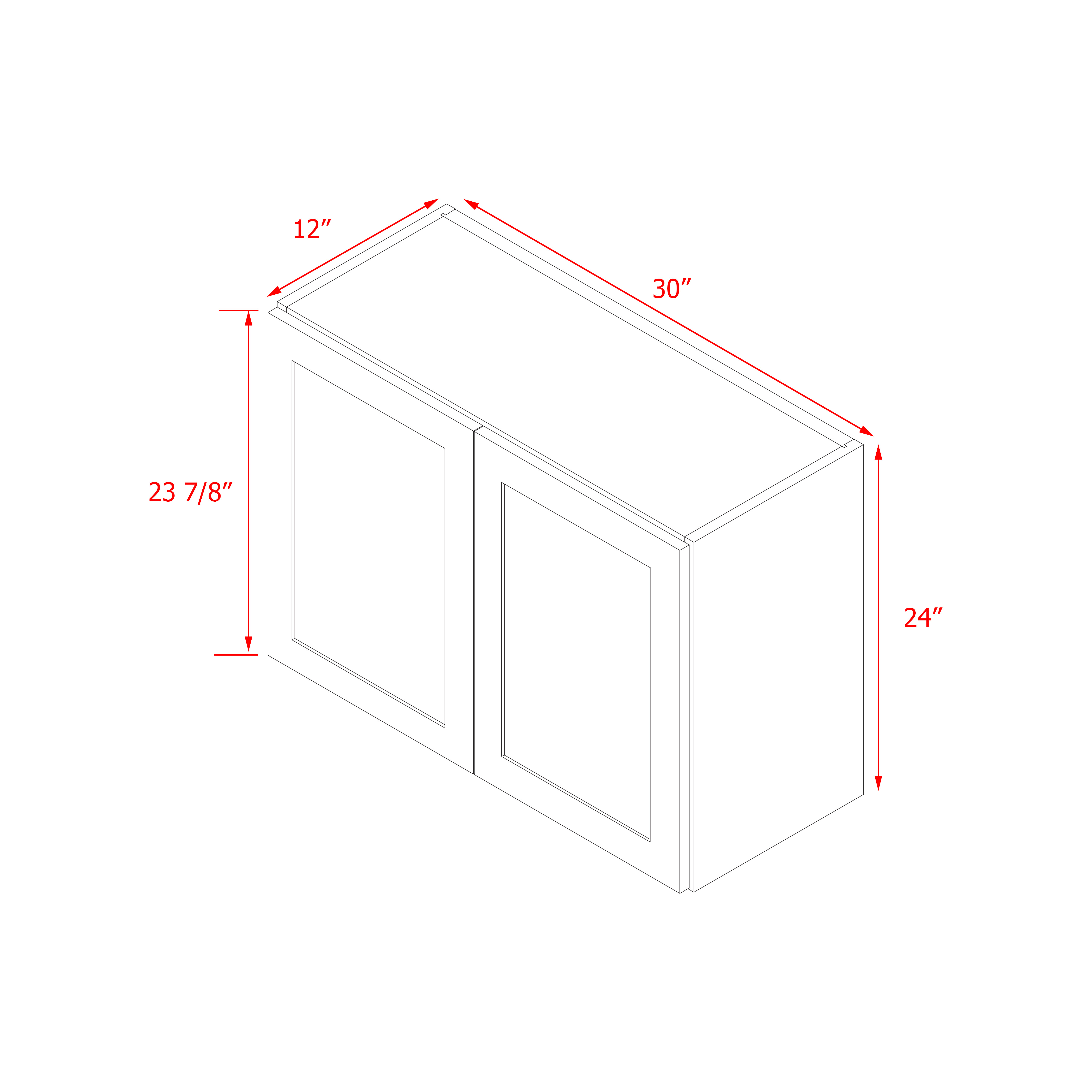 Mallorca Dolphin Gray Shaker - 30"W × 24"H Wall Cabinet