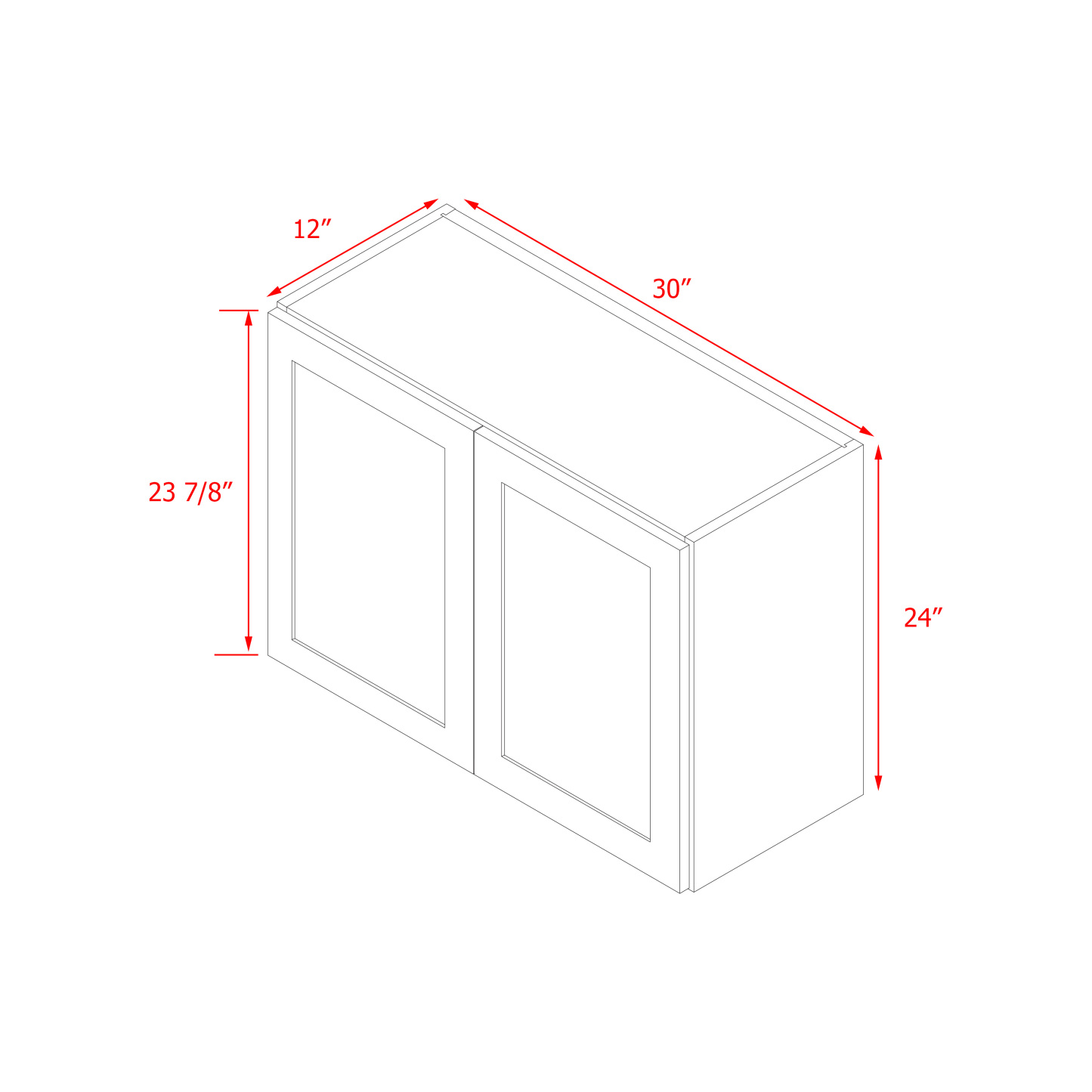 Mallorca Dolphin Gray Shaker - 30"W × 24"H Wall Cabinet