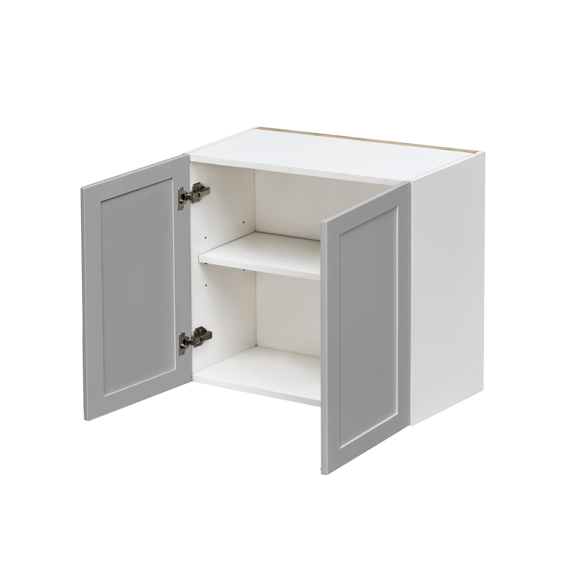 White Box Gray Shaker - 30"W × 24"H Standard Wall Cabinet 2-Doors 1-Adjustable shelf