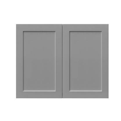 White Box Gray Shaker - 30"W × 24"H Standard Wall Cabinet 2-Doors 1-Adjustable shelf