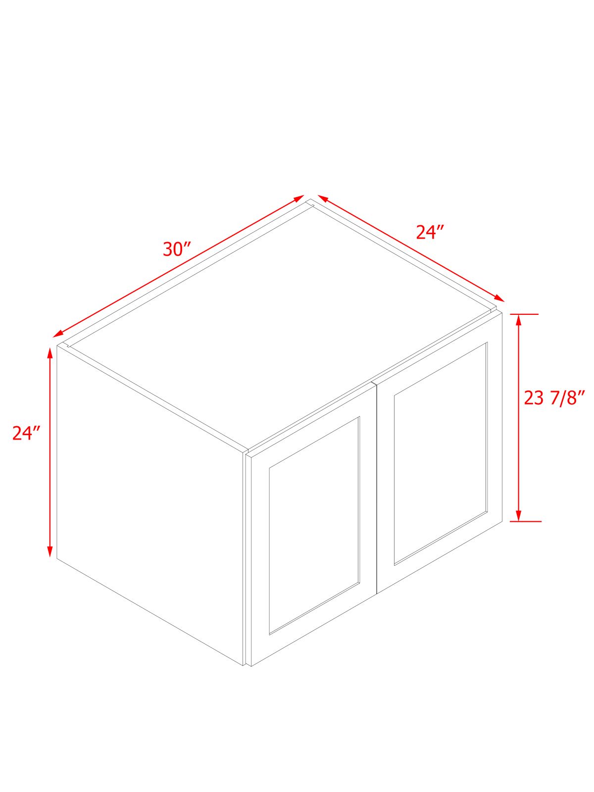 White Box Gray Shaker - 30"W × 24"H Deep (24") Wall Bridge Cabinet 2-Doors 1-Adjustable shelf