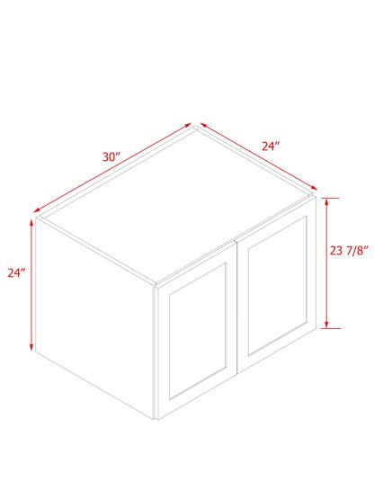 White Box Gray Shaker - 30"W × 24"H Deep (24") Wall Bridge Cabinet 2-Doors 1-Adjustable shelf
