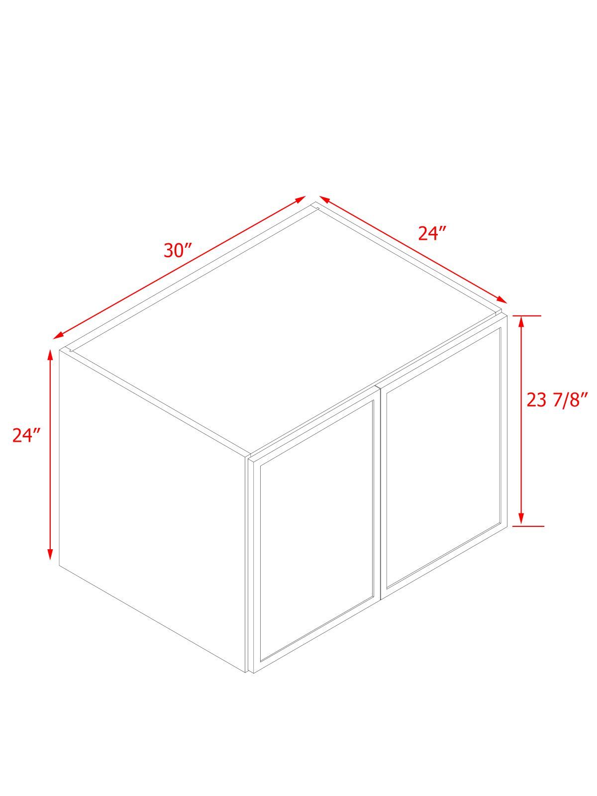 Slim White Shaker - 30"W × 24"H Deep (24") Wall Bridge Cabinet 2-Doors 1-Adjustable shelf