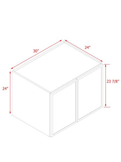Slim White Shaker - 30"W × 24"H Deep (24") Wall Bridge Cabinet 2-Doors 1-Adjustable shelf