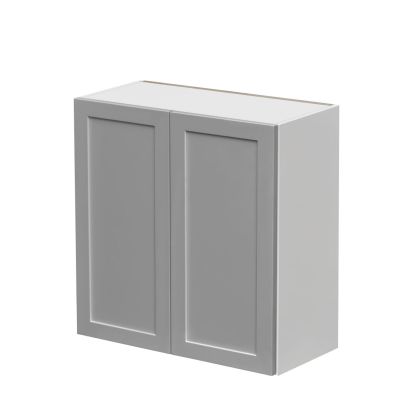 White Box Gray Shaker - 30"W × 30"H Standard Wall Cabinet 2-Doors 2-Adjustable Shelves