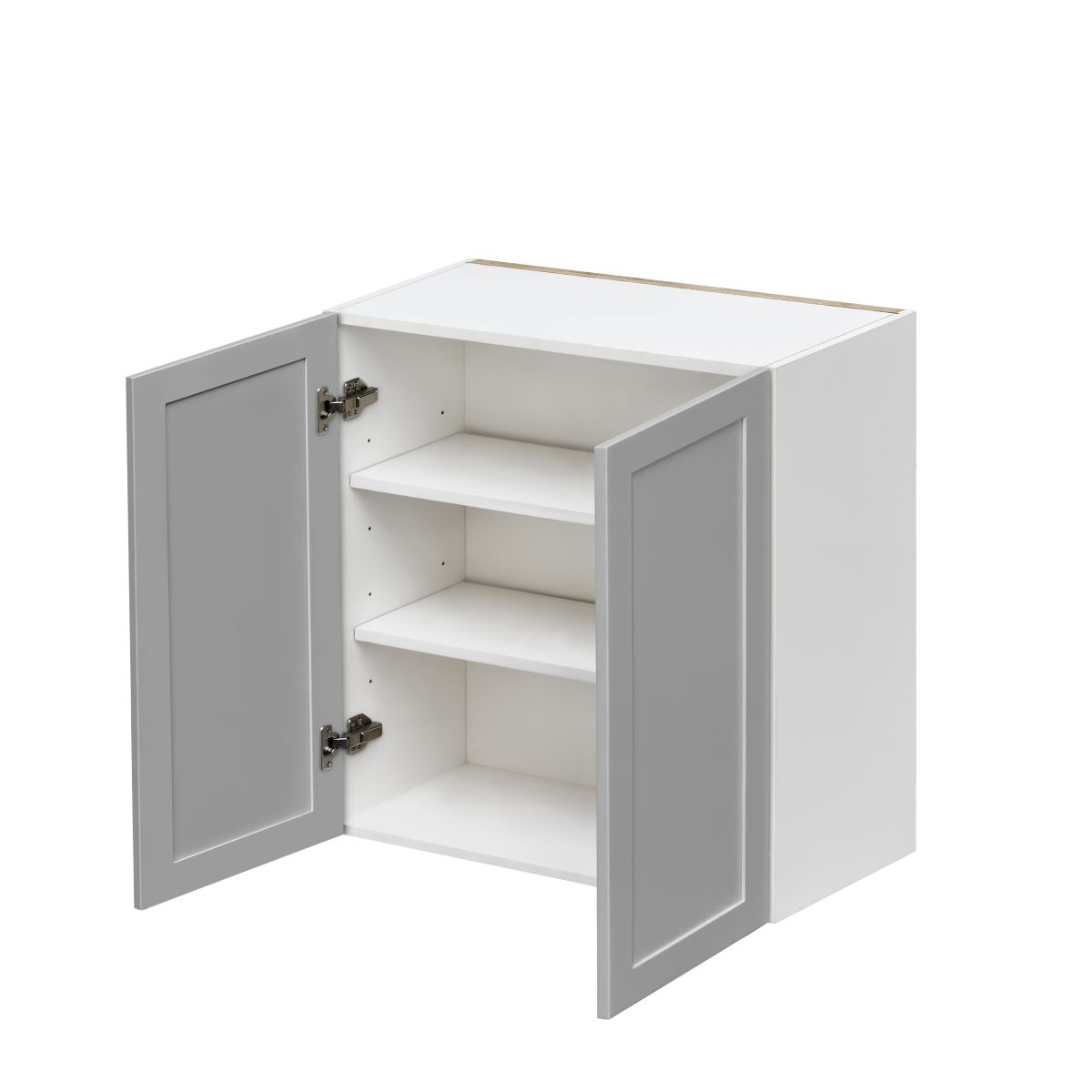 White Box Gray Shaker - 30"W × 30"H Standard Wall Cabinet 2-Doors 2-Adjustable Shelves
