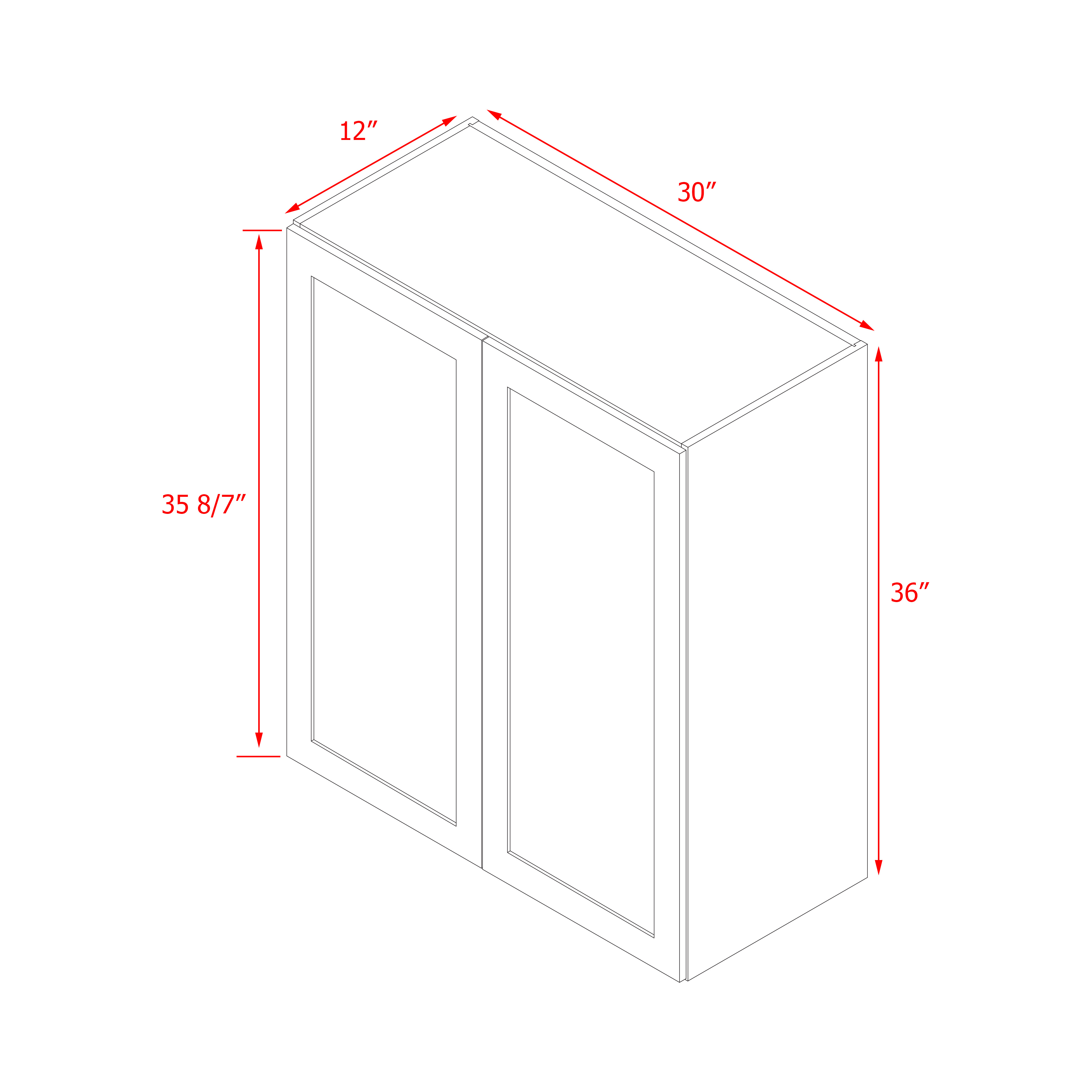 Mallroca Dolphin Gray Shaker - 30"W × 36"H Standard Wall Cabinet