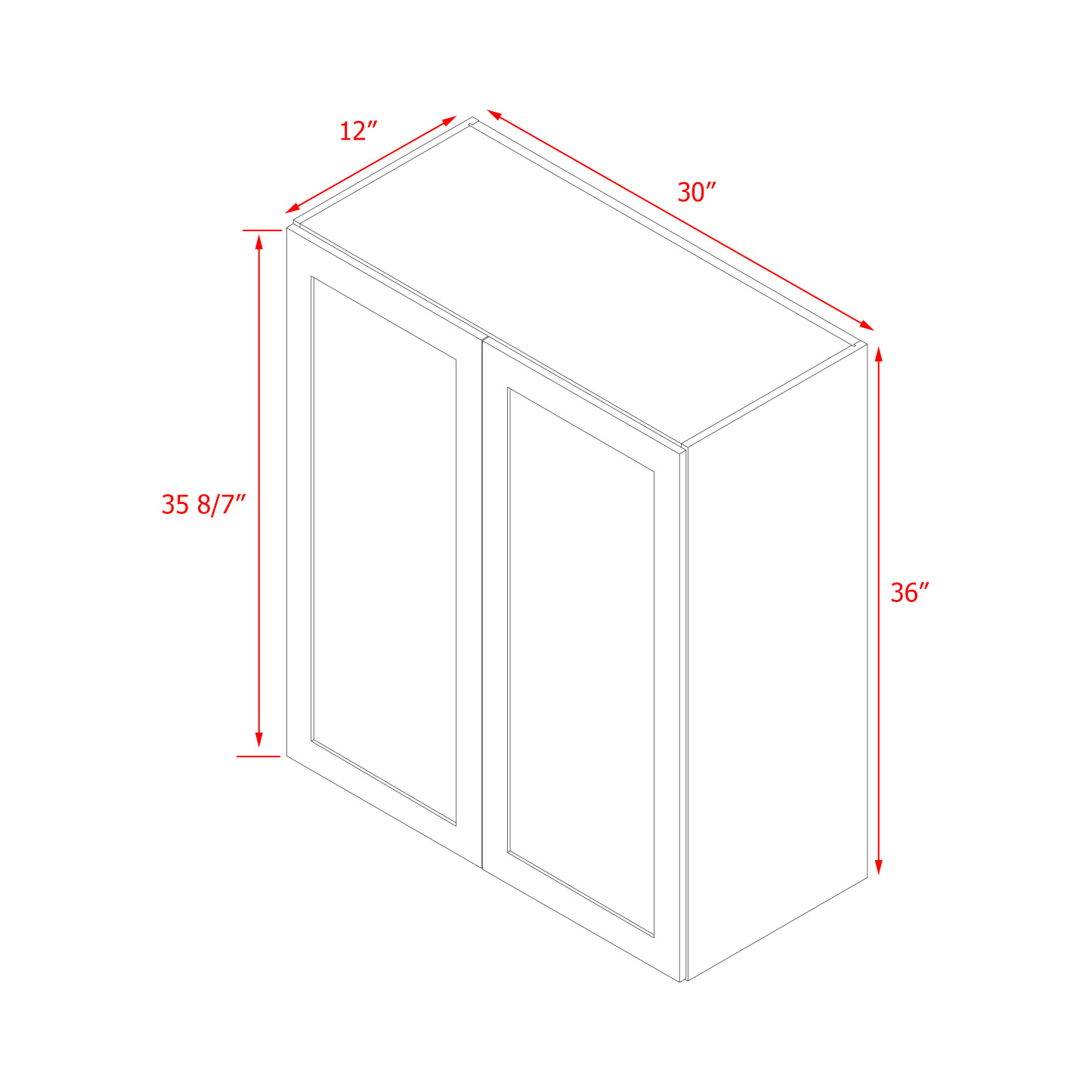 Mallroca Dolphin Gray Shaker - 30"W × 36"H Standard Wall Cabinet