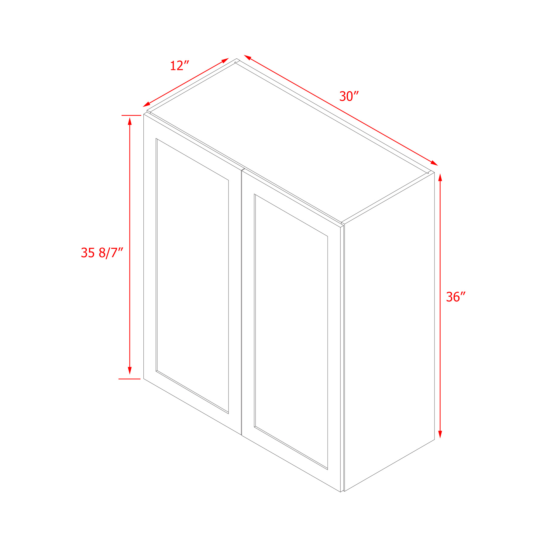 Mallroca Dolphin Gray Shaker - 30"W × 36"H Standard Wall Cabinet