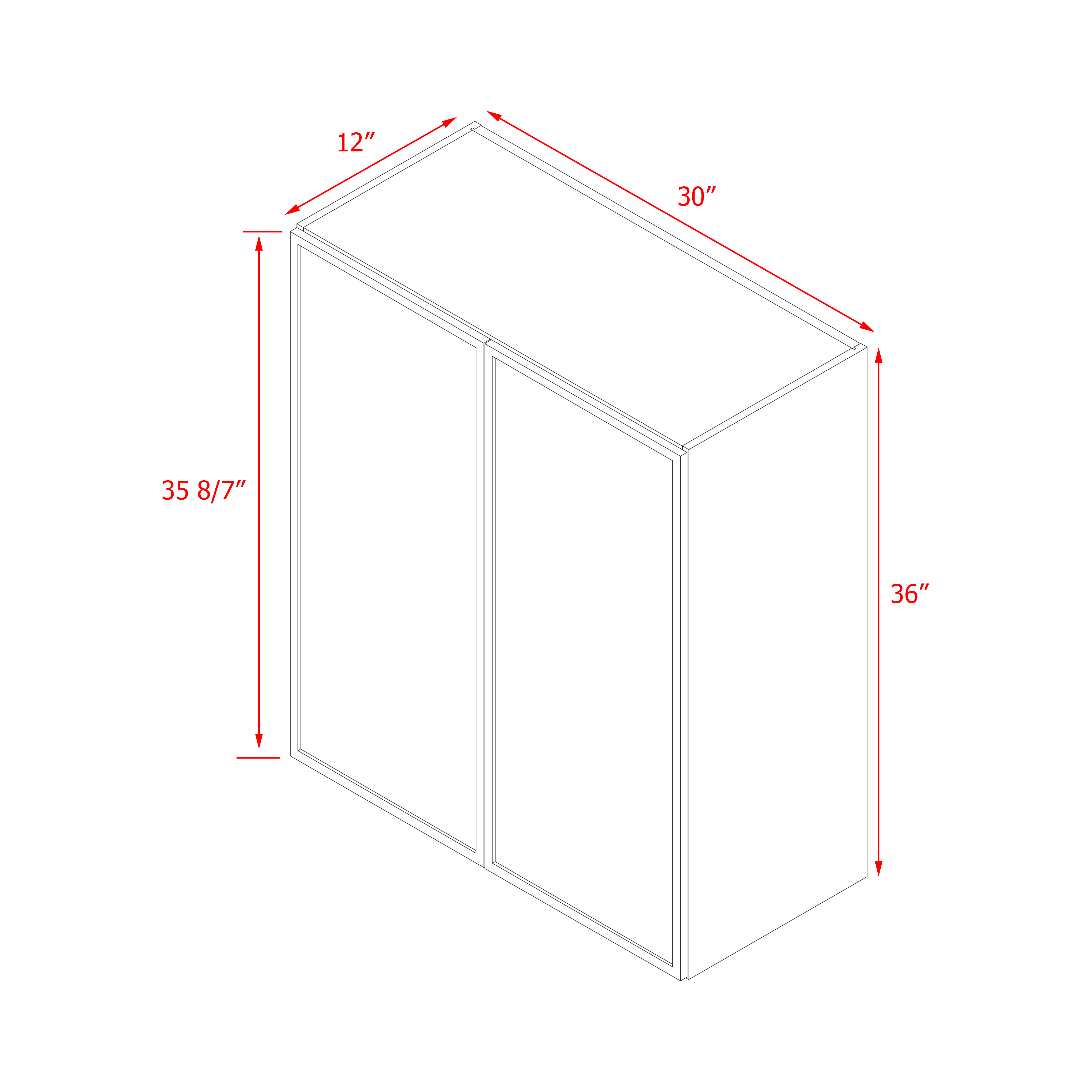 Shady Slim White Shaker - 30"W × 36"H Standard Wall Cabinet