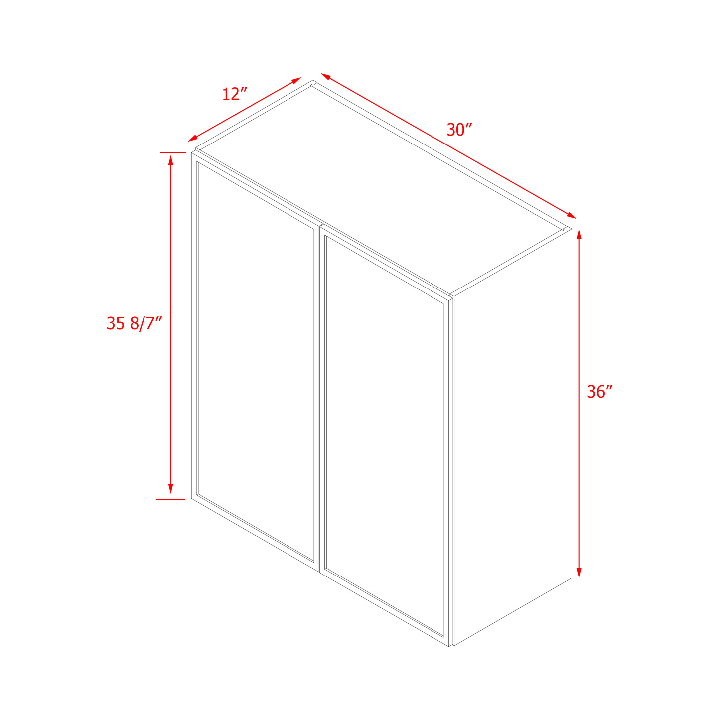 Shady Slim White Shaker - 30"W × 36"H Standard Wall Cabinet
