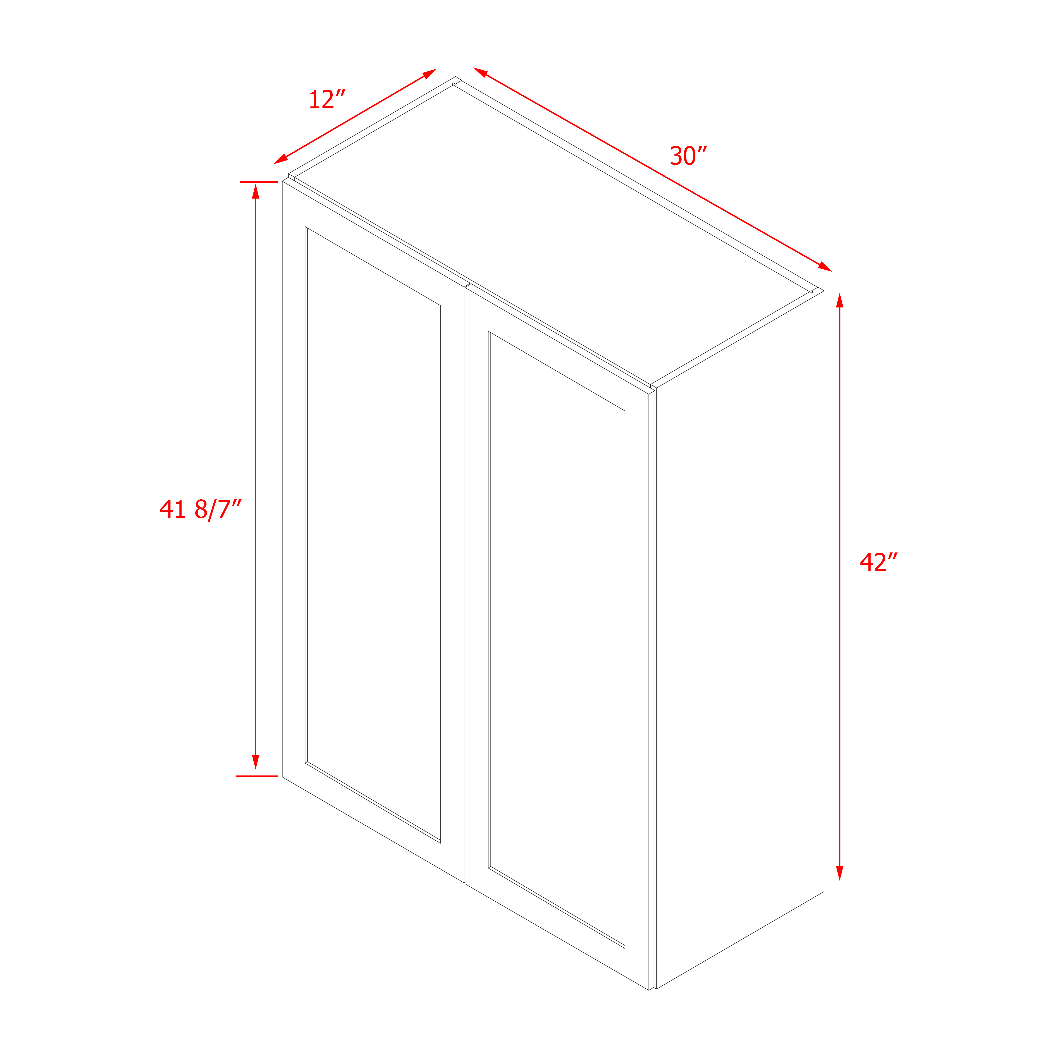 Mallorca White Shaker - 30"W × 42"H Standard Wall Cabinet