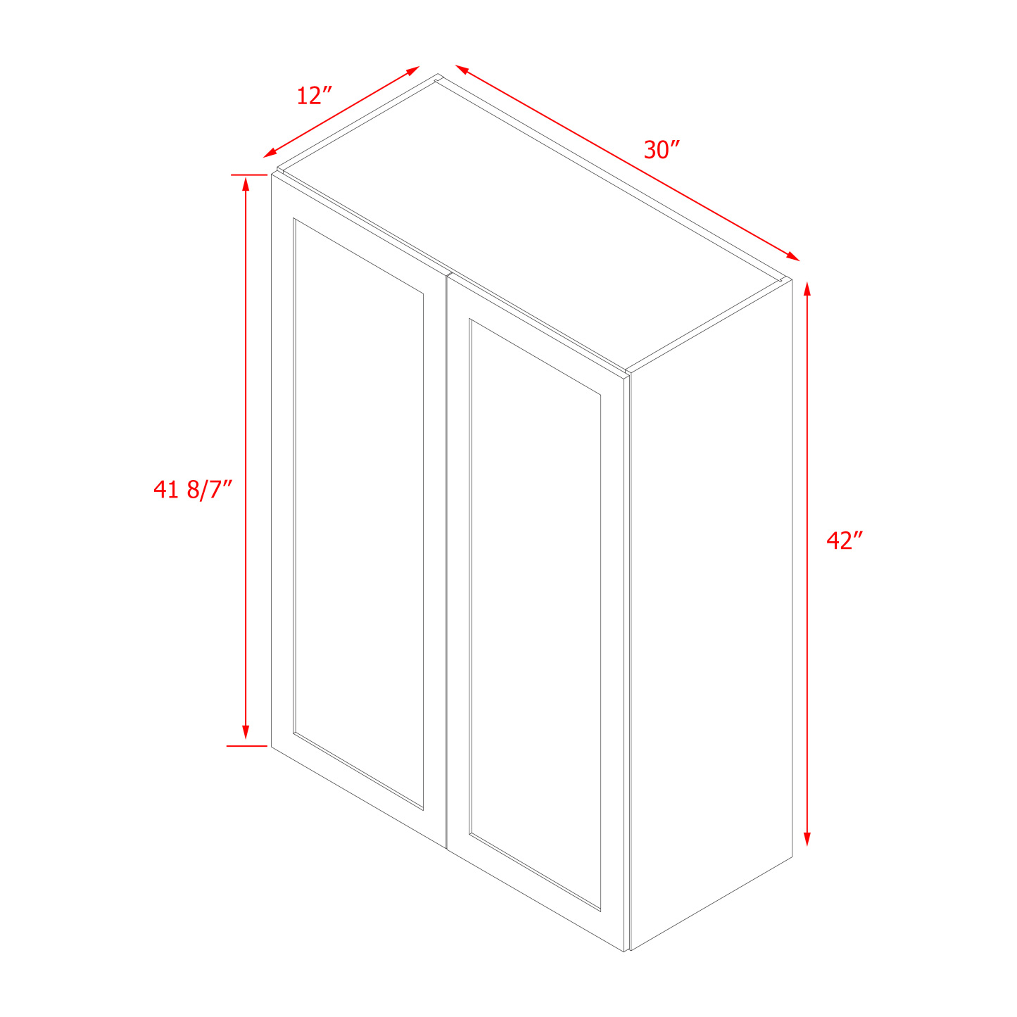 Mallorca White Shaker - 30"W × 42"H Standard Wall Cabinet
