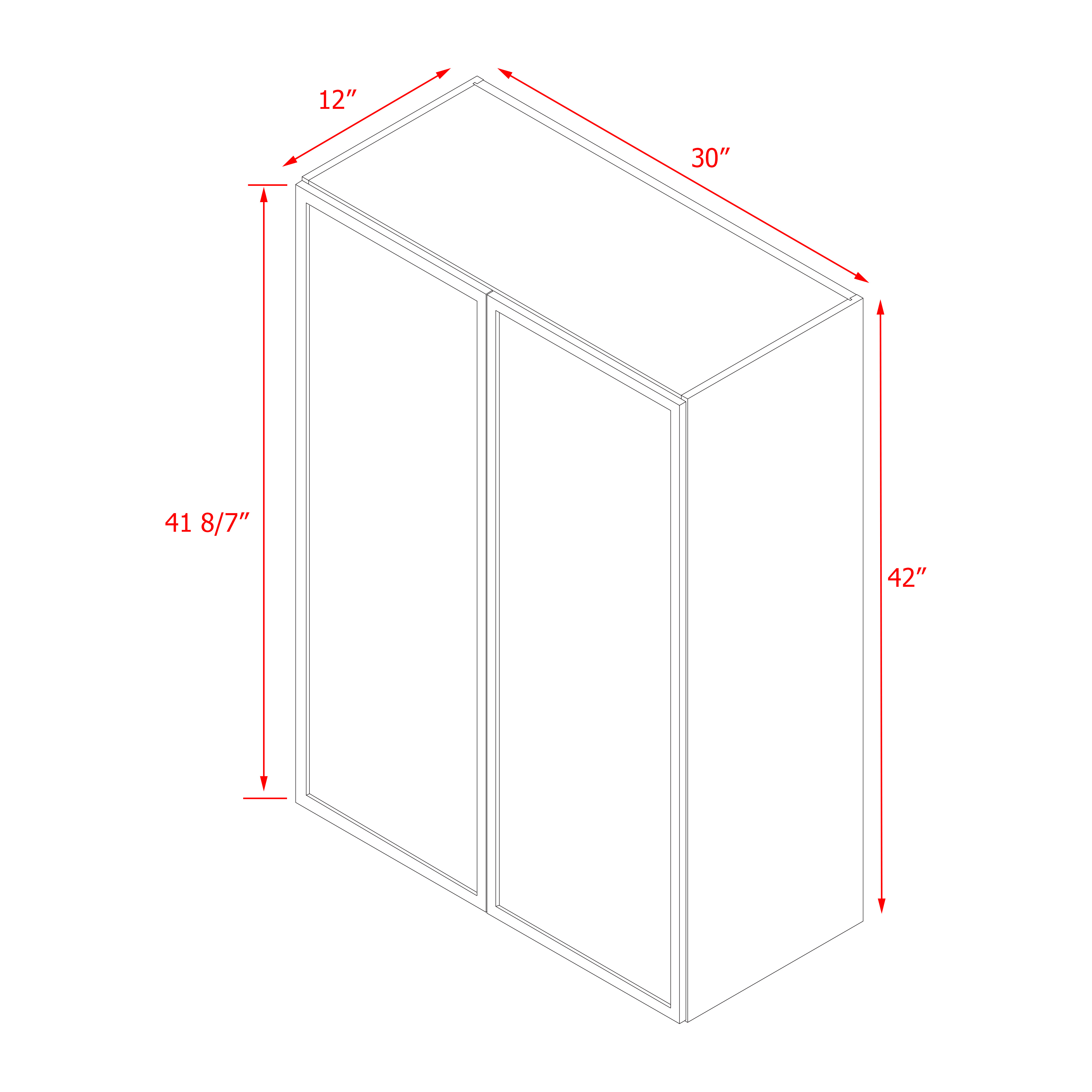 Shady Gray Slim Shaker - 30"W × 42"H Standard Wall Cabinet