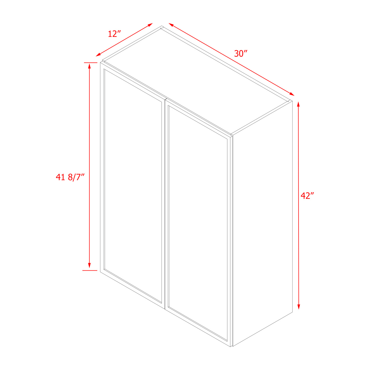 Shady Gray Slim Shaker - 30"W × 42"H Standard Wall Cabinet