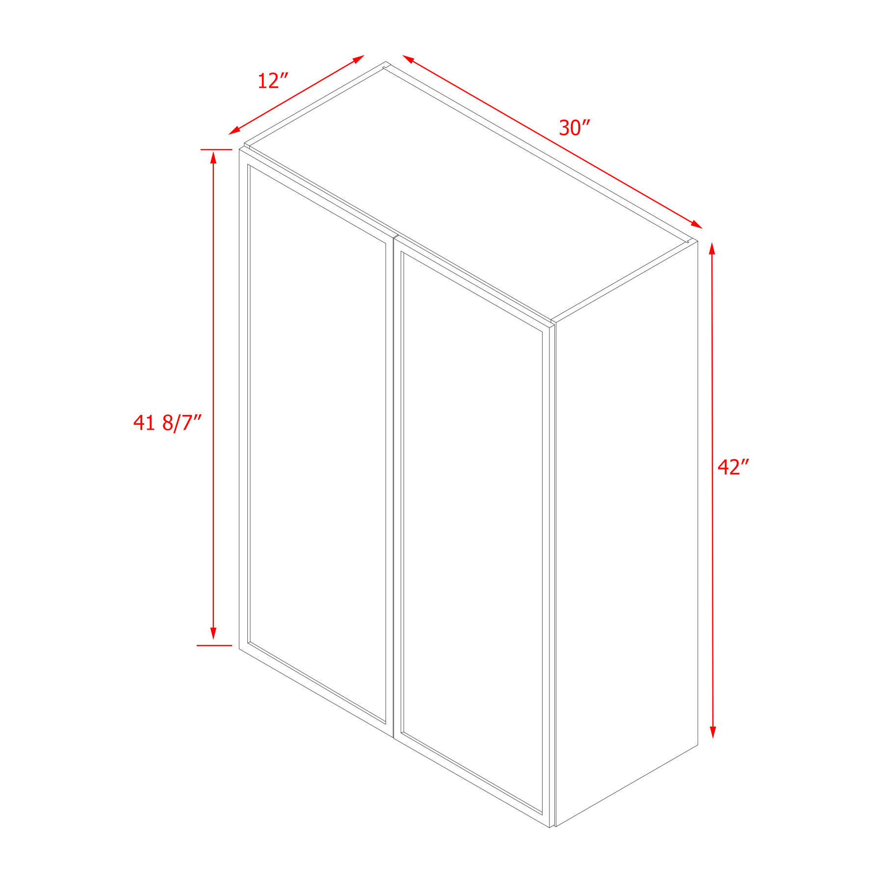 Shady Gray Slim Shaker - 30"W × 42"H Standard Wall Cabinet