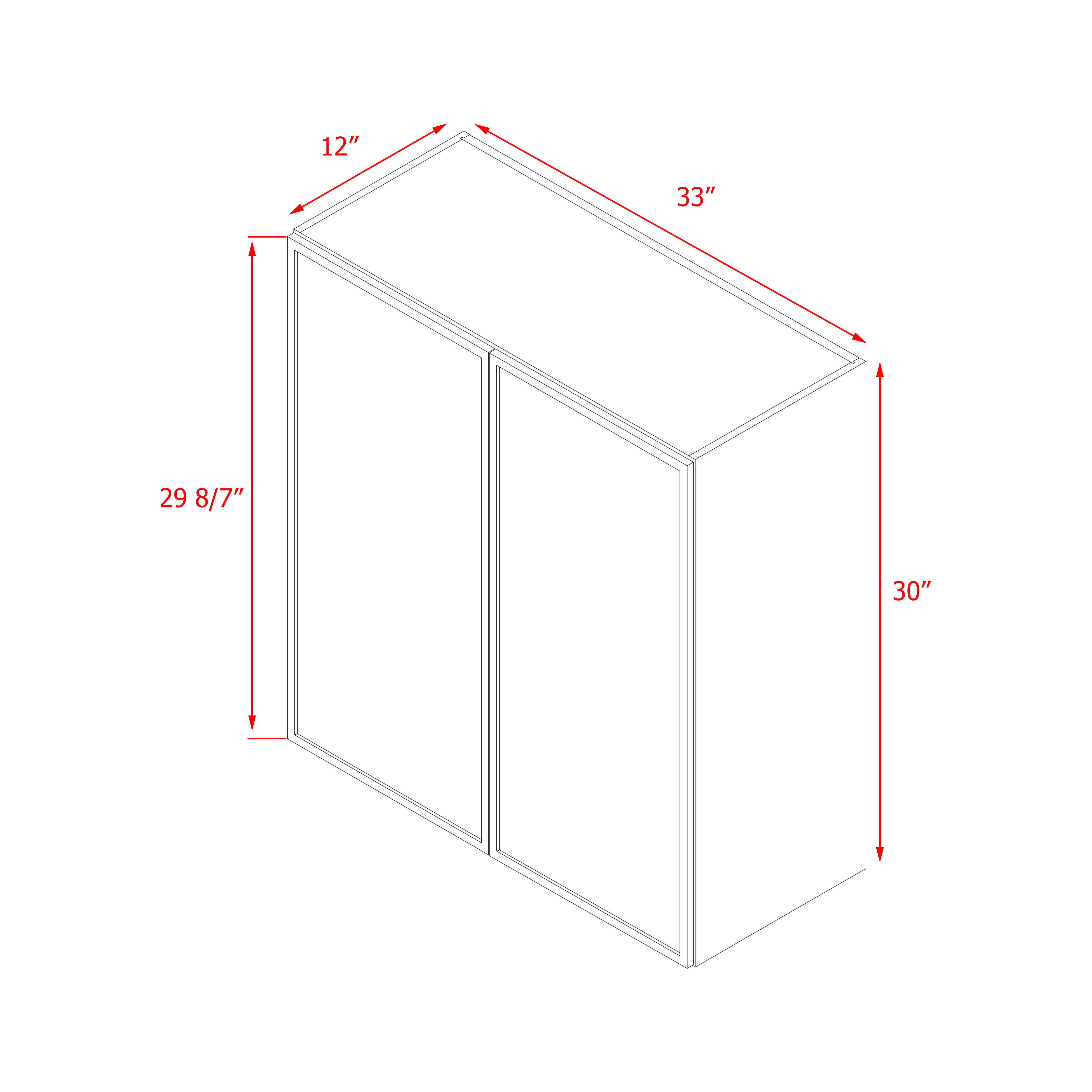Shady Slim White Shaker - 33"W × 30"H Wall Cabinet