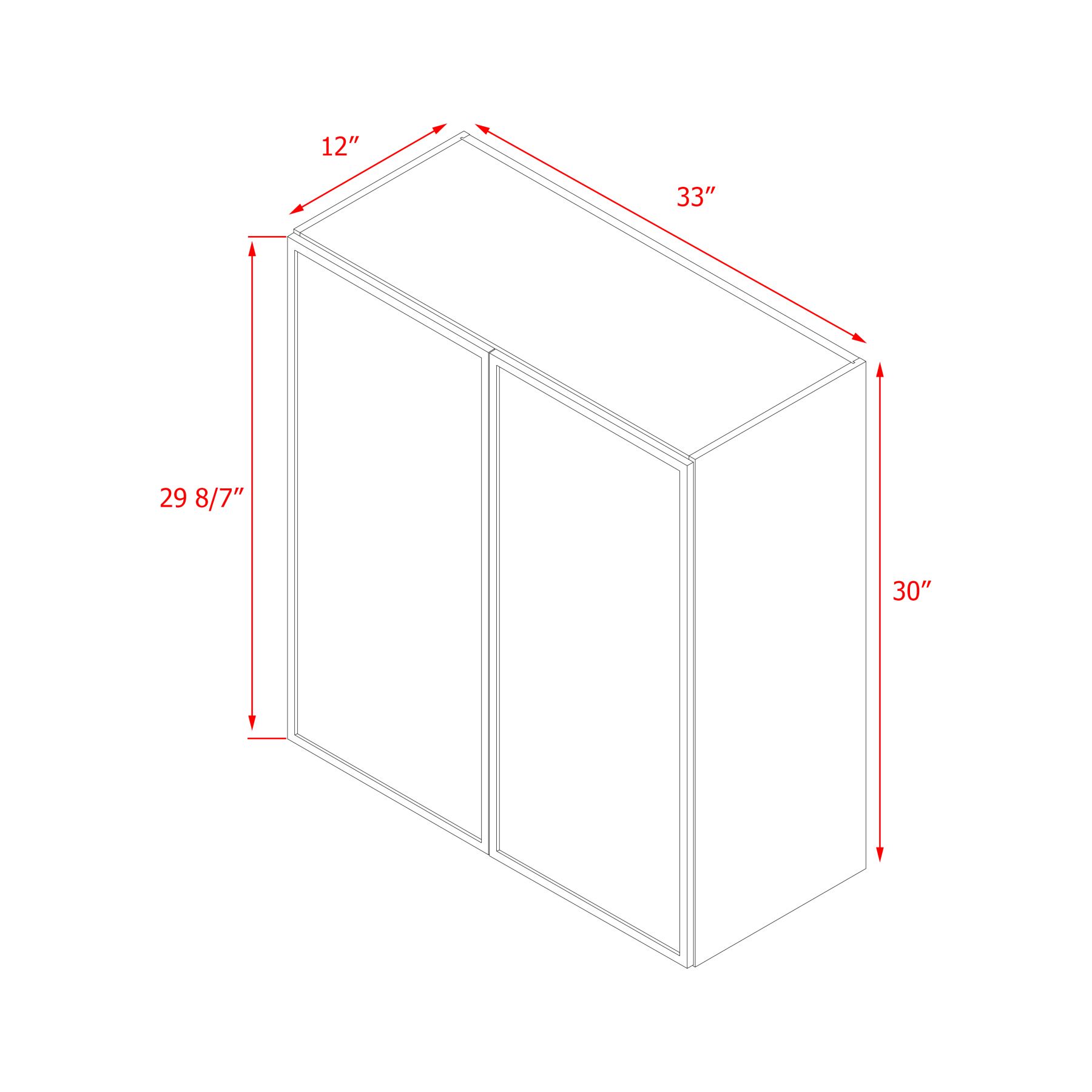 Shady Slim White Shaker - 33"W × 30"H Wall Cabinet