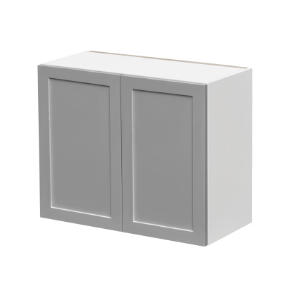 White Box Gray Shaker - 33"W × 30"H Standard Wall Cabinet 2-Doors 2-Adjustable Shelves