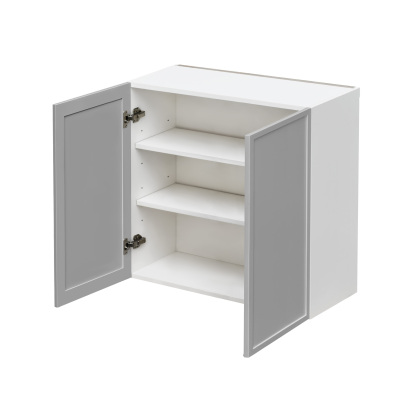 White Box Gray Slim - 33"W × 30"H Standard Wall Cabinet 2-Doors 2-Adjustable Shelves
