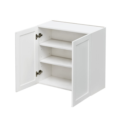 White Shaker - 33"W × 30"H Standard Wall Cabinet 2-Doors 2-Adjustable Shelves