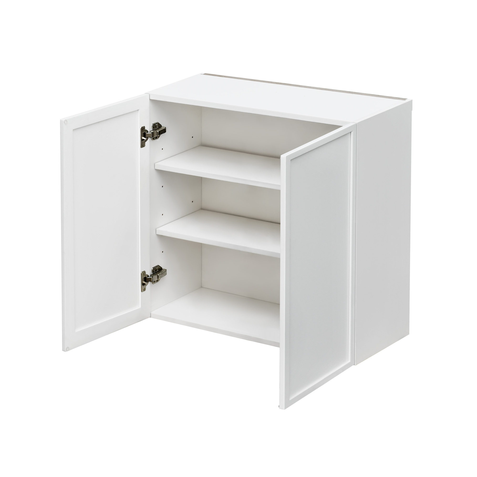 Slim White Shaker - 33"W × 30"H Standard Wall Cabinet 2-Doors 2-Adjustable Shelves