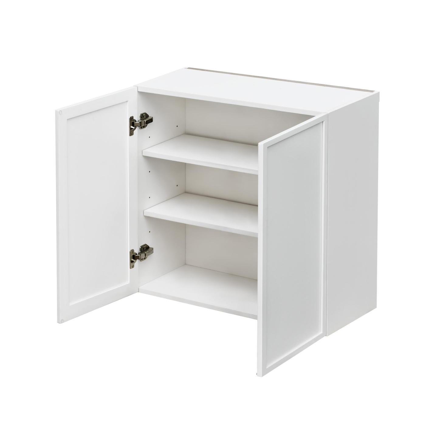 Slim White Shaker - 33"W × 30"H Standard Wall Cabinet 2-Doors 2-Adjustable Shelves