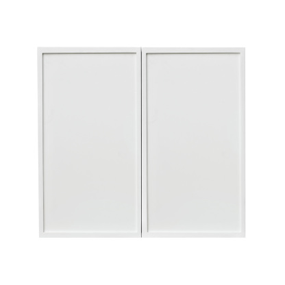 Slim White Shaker - 33"W × 30"H Standard Wall Cabinet 2-Doors 2-Adjustable Shelves