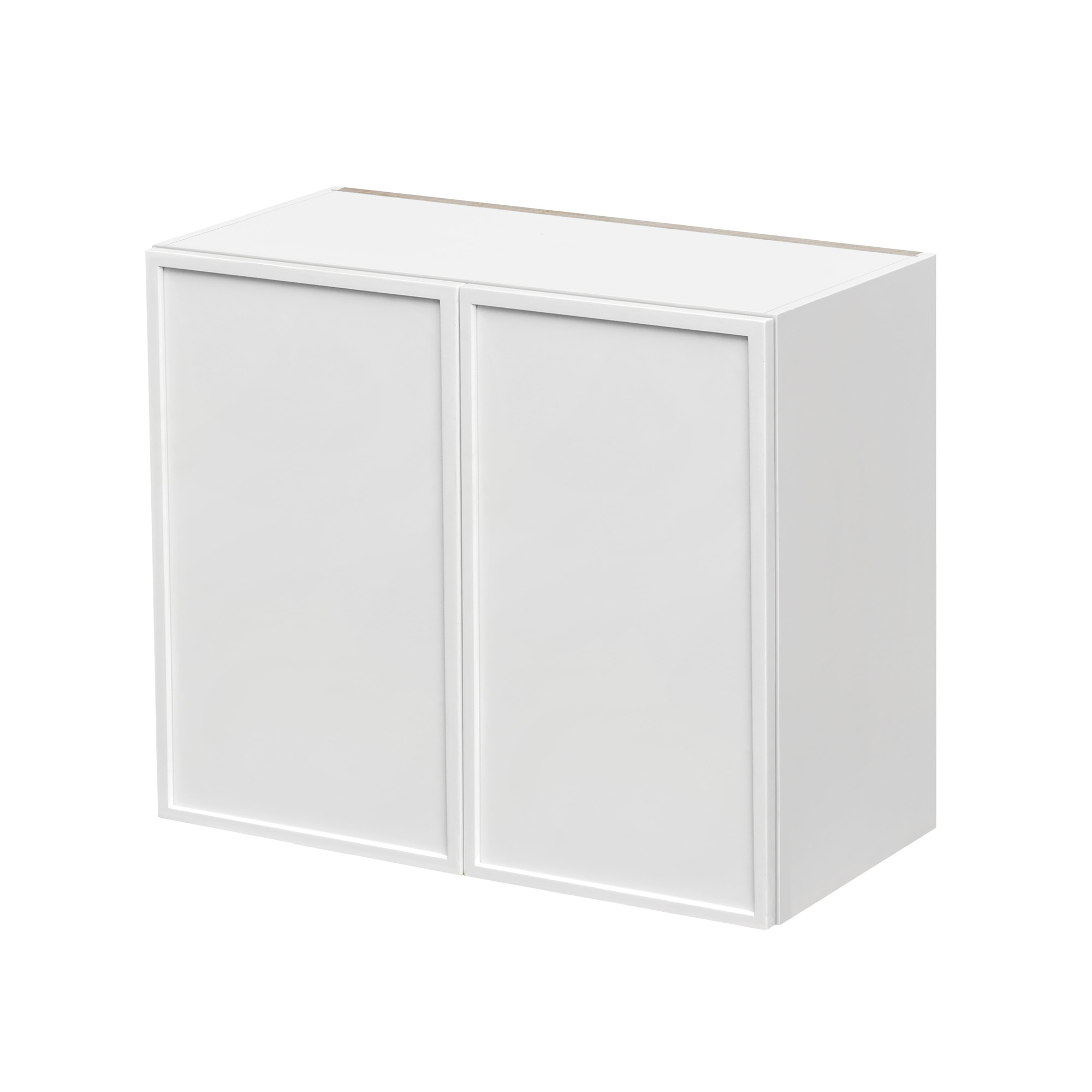 Slim White Shaker - 33"W × 30"H Standard Wall Cabinet 2-Doors 2-Adjustable Shelves