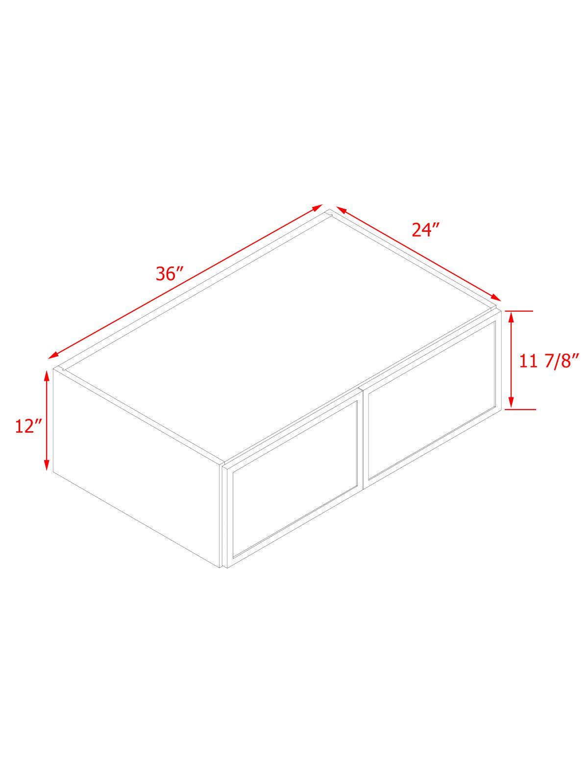 White Box Gray Slim - 36"W × 12"H Deep (24") Wall Bridge Cabinet 2-Doors