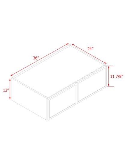 White Box Gray Slim - 36"W × 12"H Deep (24") Wall Bridge Cabinet 2-Doors