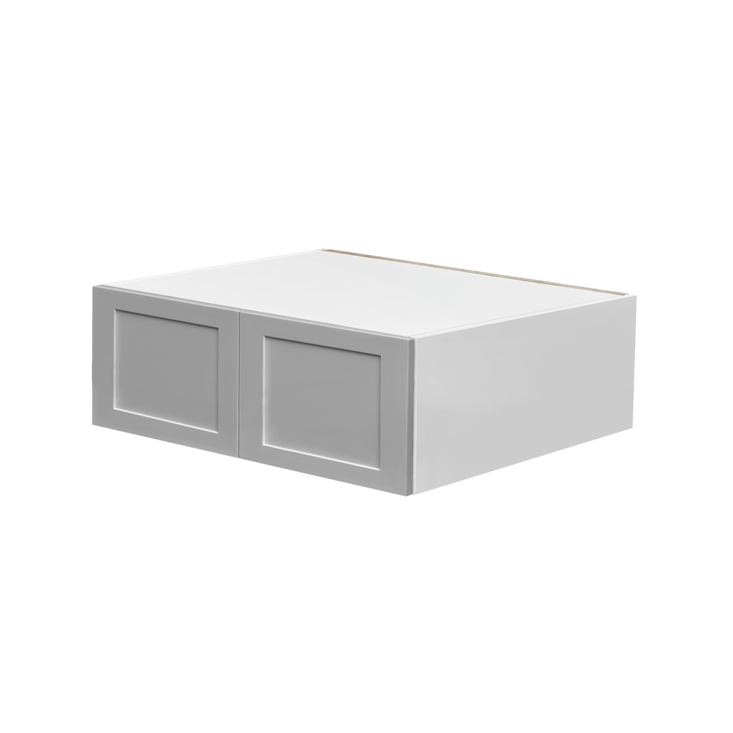 White Box Gray Shaker - 36"W × 12"H Deep (24") Wall Bridge Cabinet 2-Doors