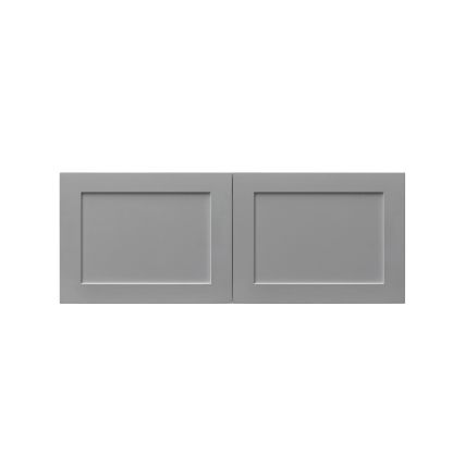 White Box Gray Shaker - 36"W × 12"H Deep (24") Wall Bridge Cabinet 2-Doors
