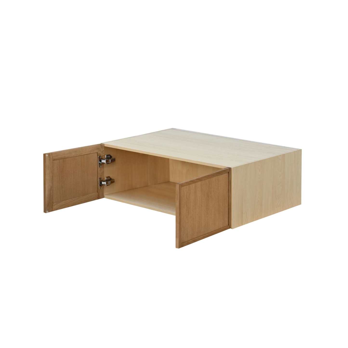 Natural Box Oak Slim - 36"W × 12"H Deep (24") Wall Bridge Cabinet 2-Doors