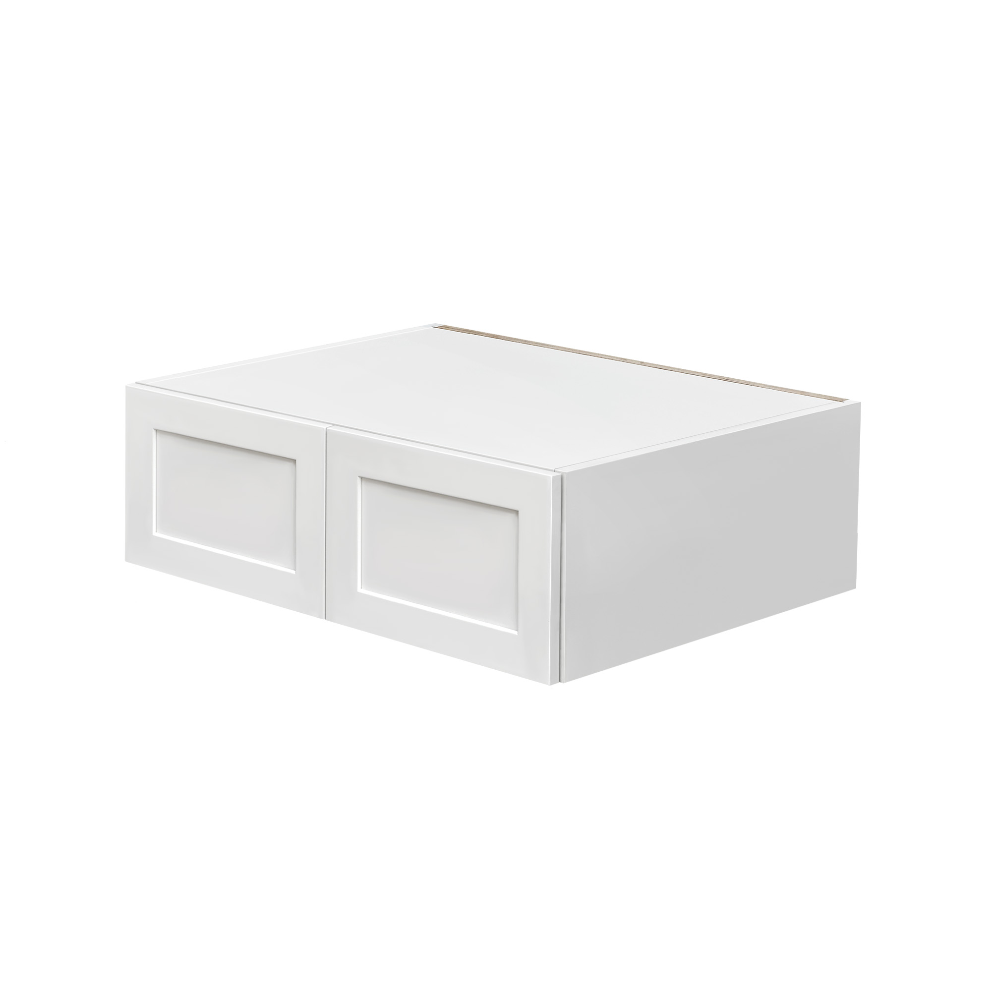 White Shaker - 36"W × 12"H Deep (24") Wall Bridge Cabinet 2-Doors