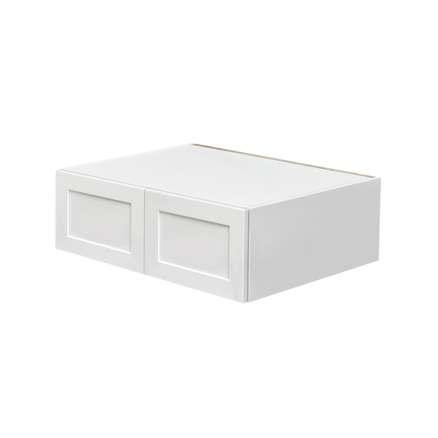 White Shaker - 36"W × 12"H Deep (24") Wall Bridge Cabinet 2-Doors