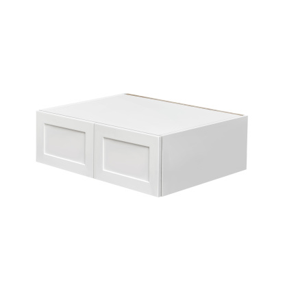 White Shaker - 36"W × 12"H Deep (24") Wall Bridge Cabinet 2-Doors