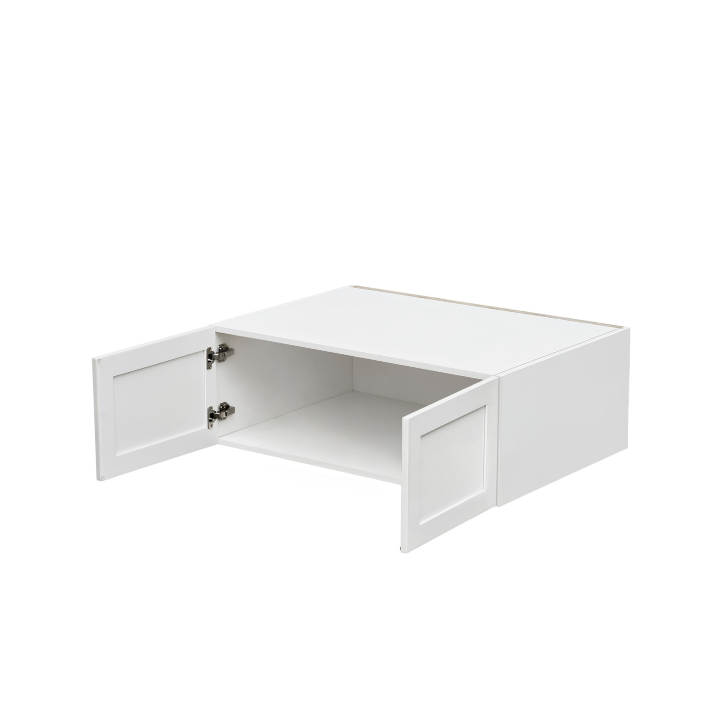White Shaker - 36"W × 12"H Deep (24") Wall Bridge Cabinet 2-Doors