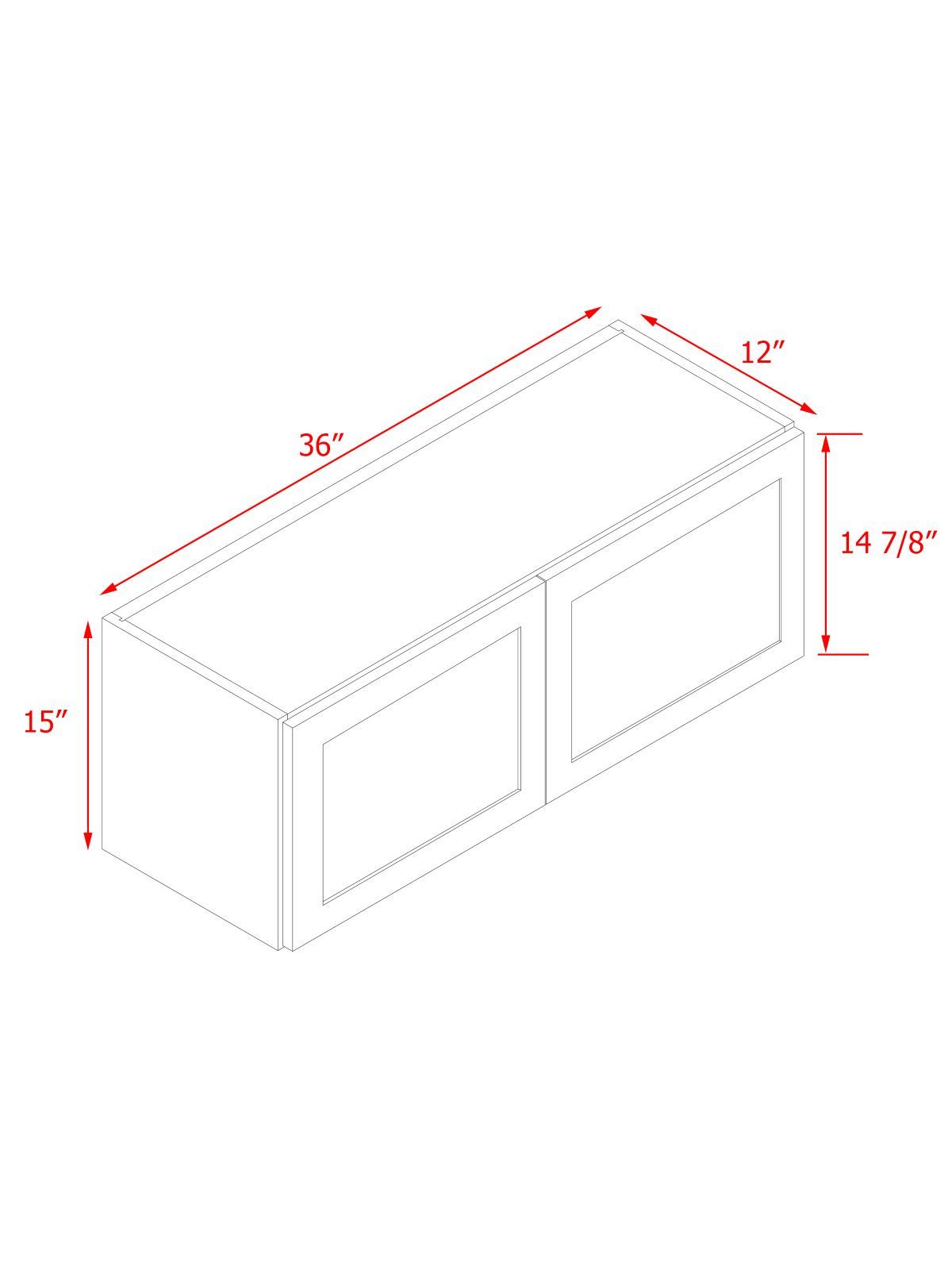 White Shaker - 36"W × 15"H Standard Wall Cabinet 2-Doors