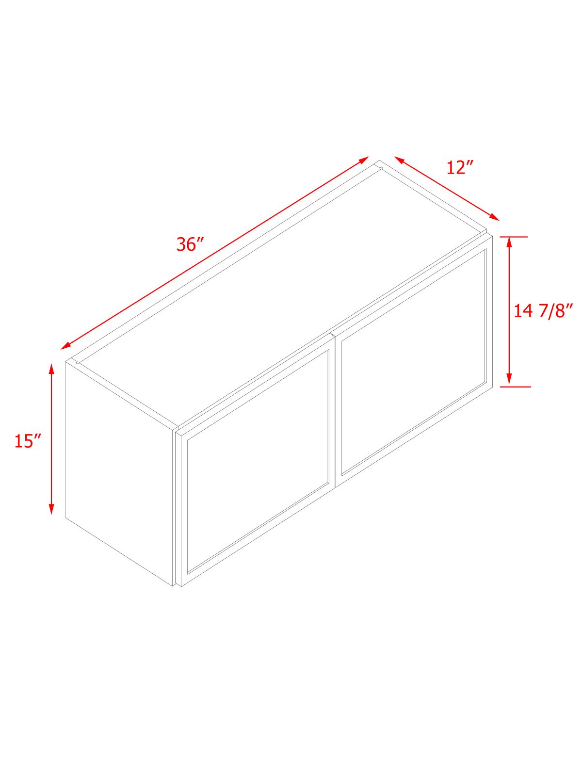 Natural Box Oak Slim - 36"W × 15"H Standard Wall Cabinet 2-Doors