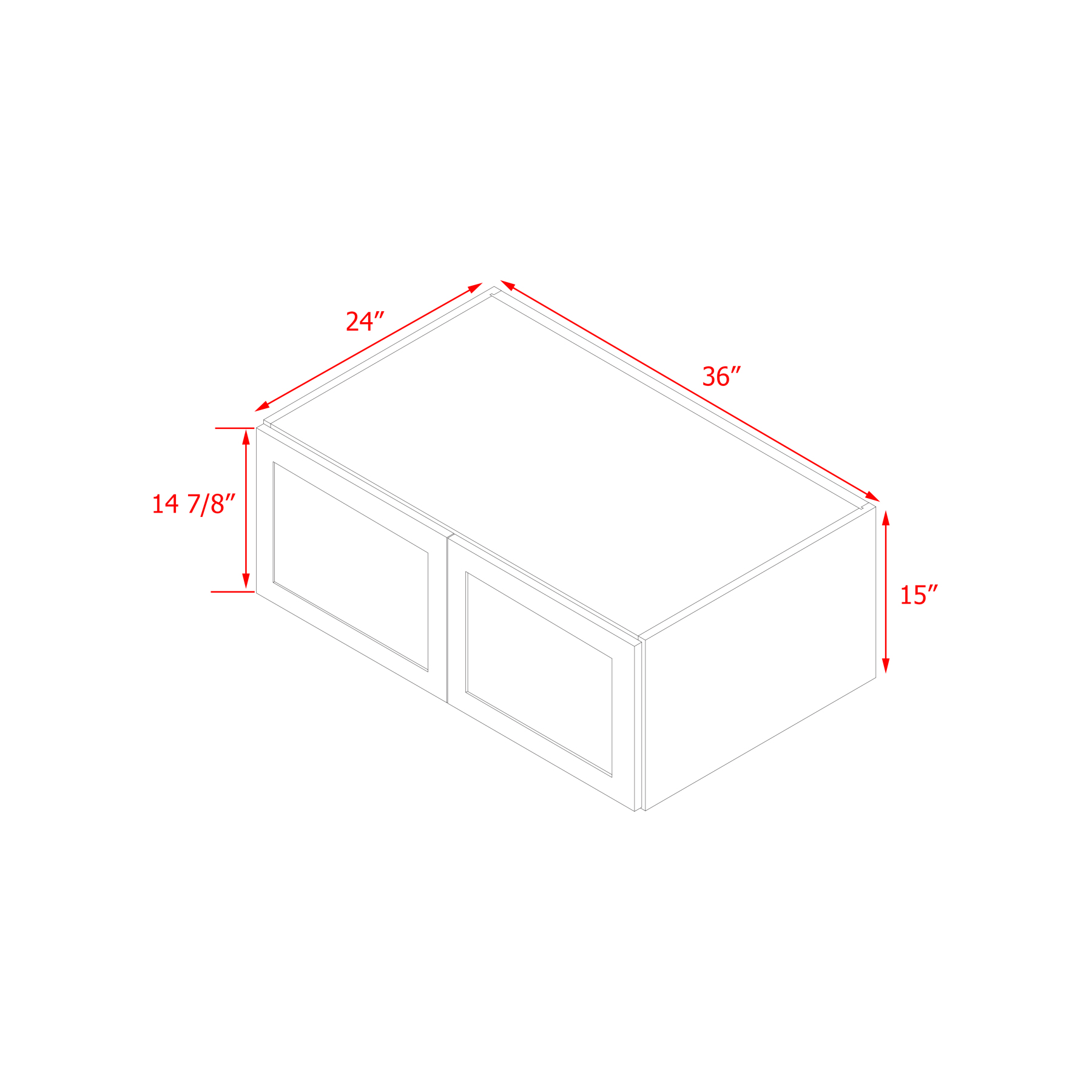 Mallorca Dolphin Gray Shaker - 36"W × 15"H Deep Wall Cabinet