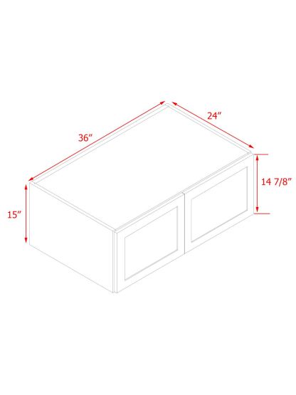 White Box Gray Shaker - 36"W × 15"H Deep (24") Wall Bridge Cabinet 2-Doors 1-Adjustable shelf