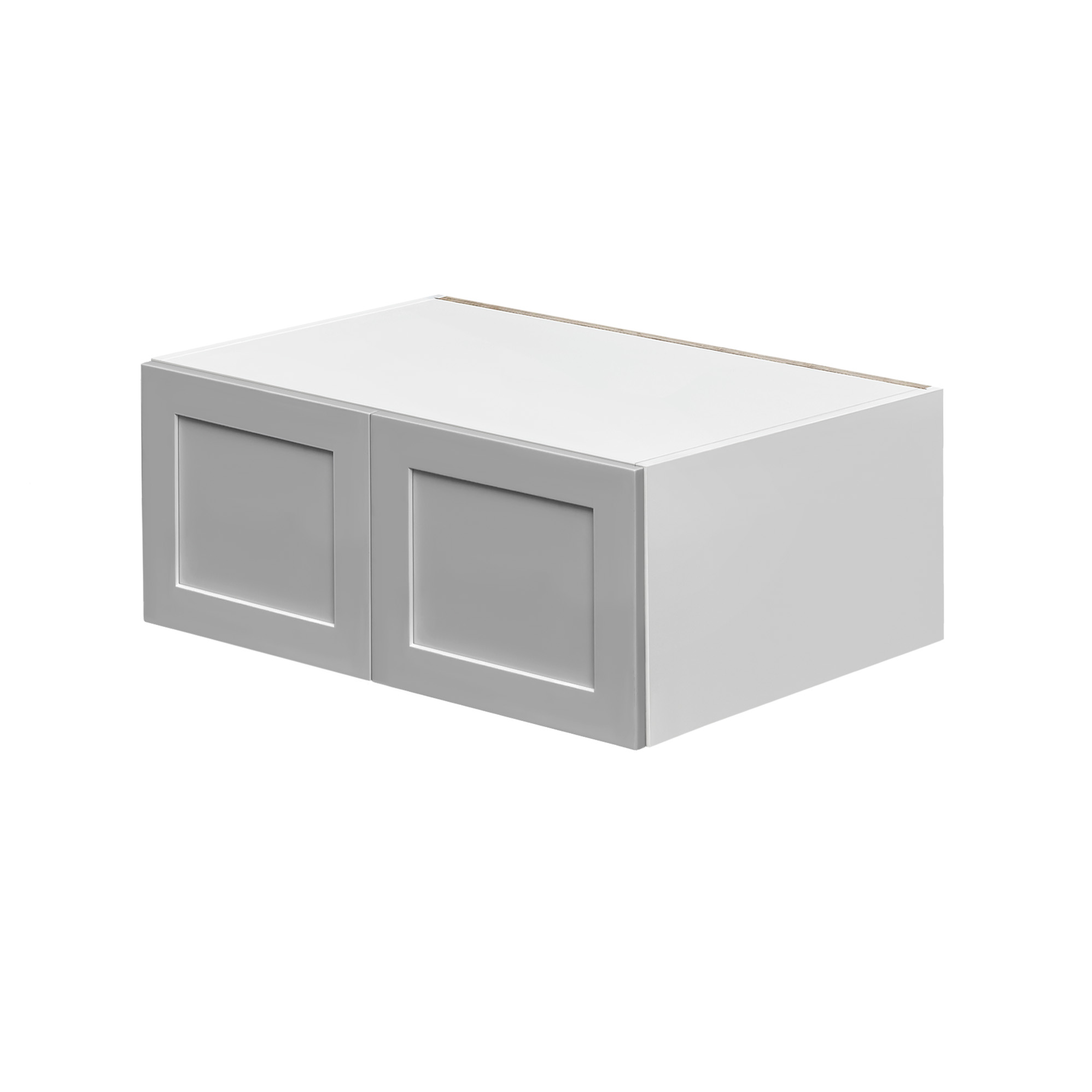White Box Gray Shaker - 36"W × 15"H Deep (24") Wall Bridge Cabinet 2-Doors 1-Adjustable shelf