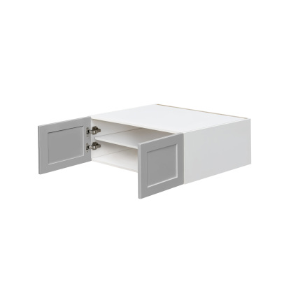 White Box Gray Shaker - 36"W × 15"H Deep (24") Wall Bridge Cabinet 2-Doors 1-Adjustable shelf
