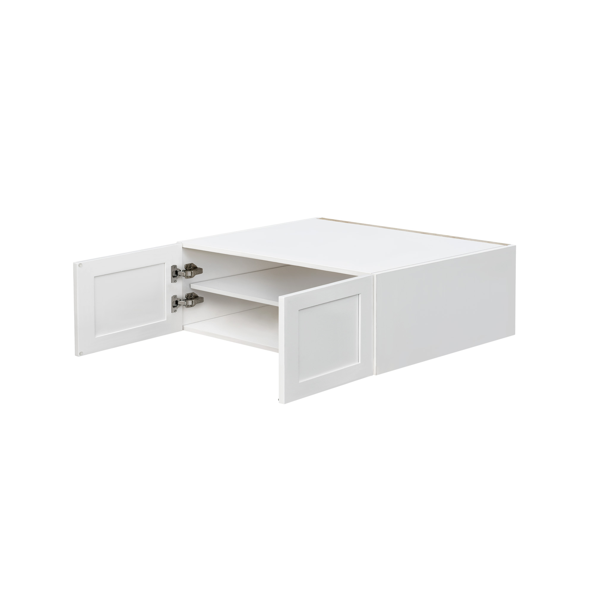 White Shaker - 36"W × 15"H Deep (24") Wall Bridge Cabinet 2-Doors 1-Adjustable shelf
