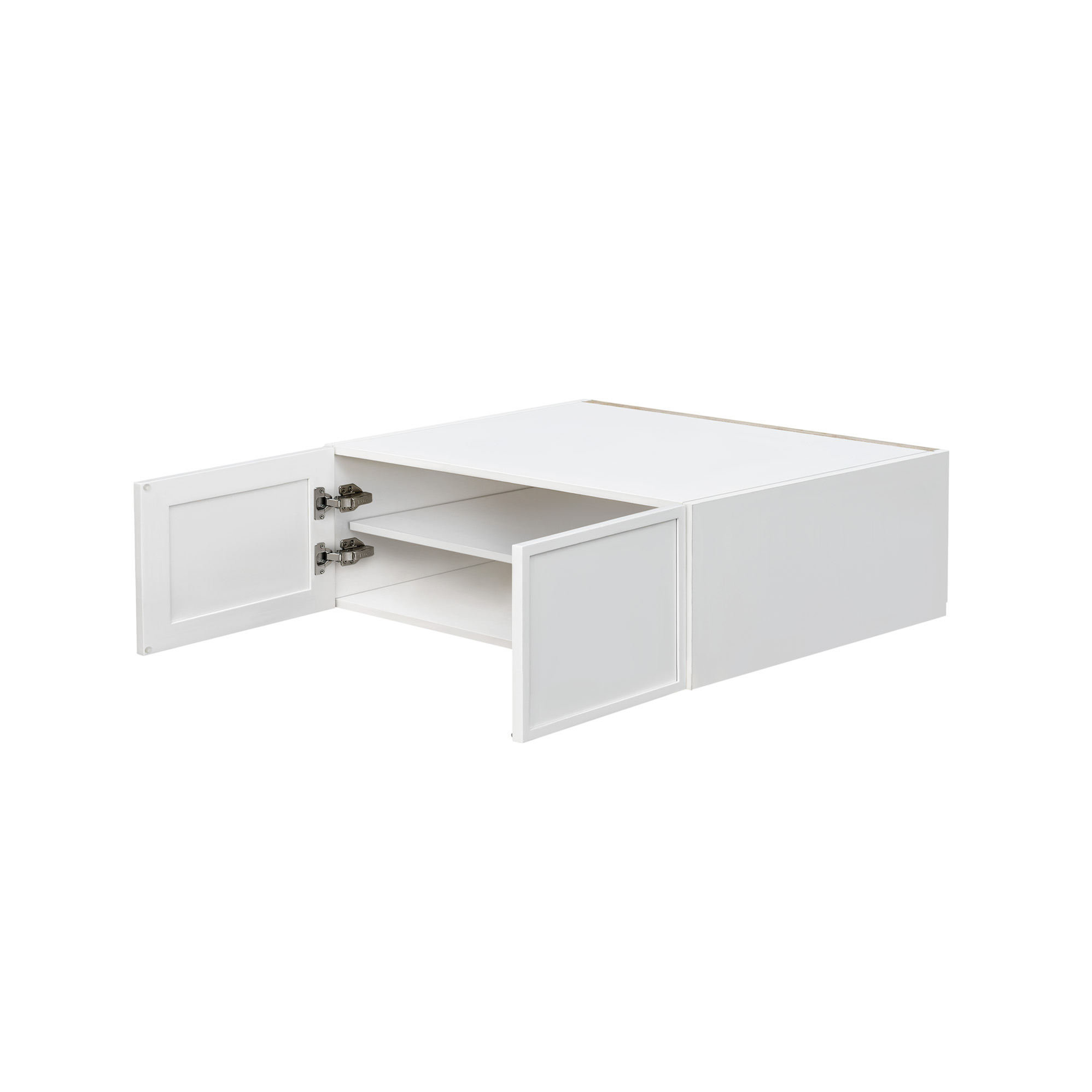 Slim White Shaker - 36"W × 15"H Deep (24") Wall Bridge Cabinet 2-Doors 1-Adjustable shelf