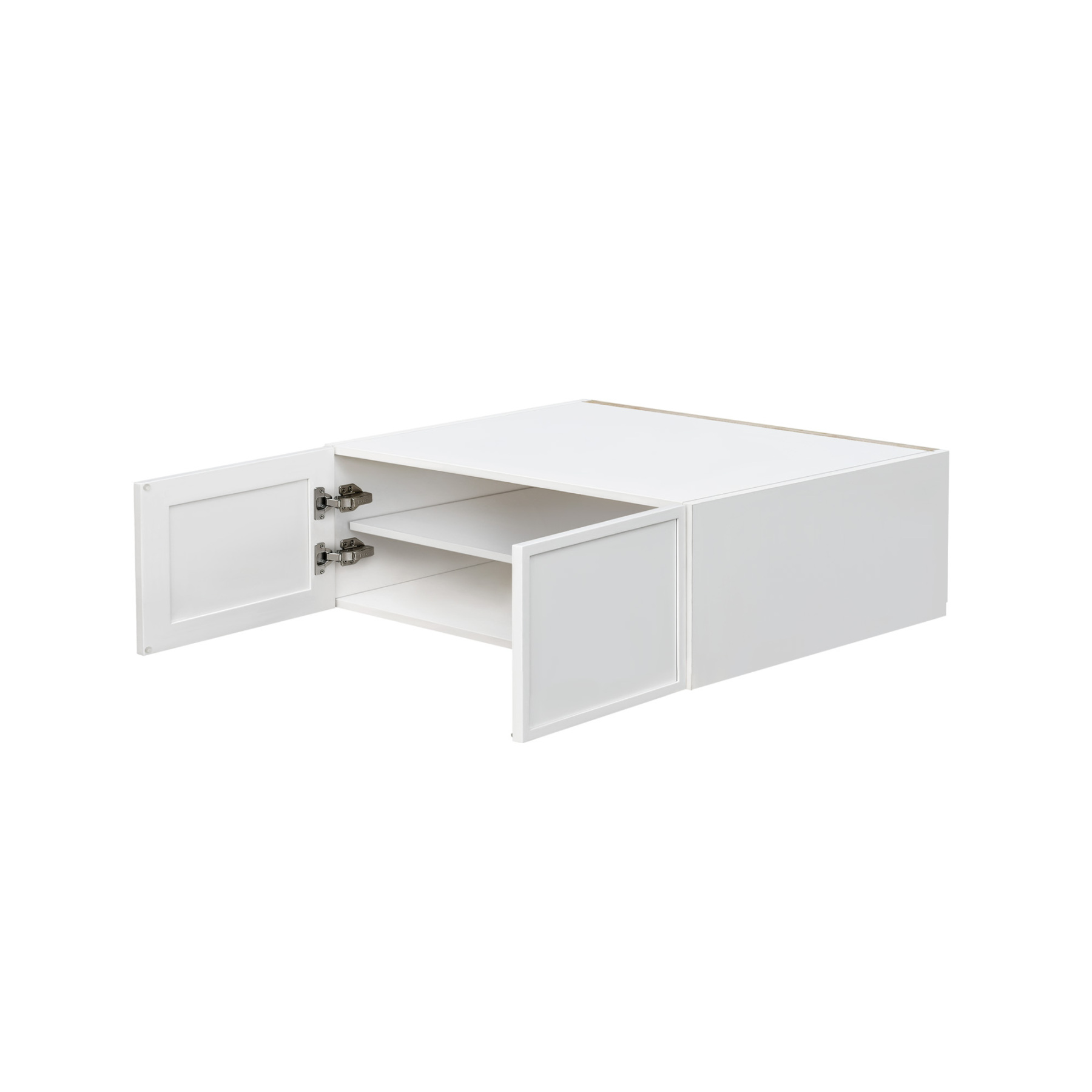 Slim White Shaker - 36"W × 15"H Deep (24") Wall Bridge Cabinet 2-Doors 1-Adjustable shelf