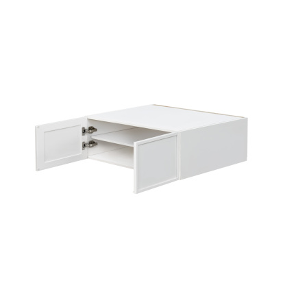 Slim White Shaker - 36"W × 15"H Deep (24") Wall Bridge Cabinet 2-Doors 1-Adjustable shelf