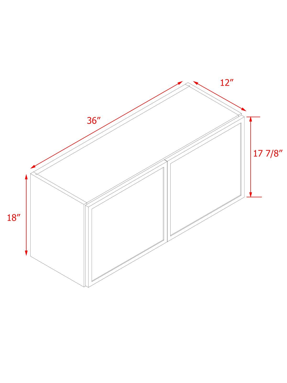 Natural Box Oak Slim - 36"W × 18"H Standard Wall Cabinet 2-Doors 1-Adjustable shelf
