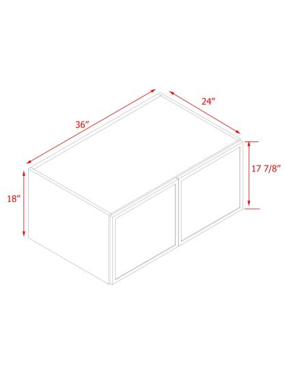 Slim White Shaker - 36"W × 18"H Deep (24") Wall Bridge Cabinet 2-Doors 1-Adjustable shelf